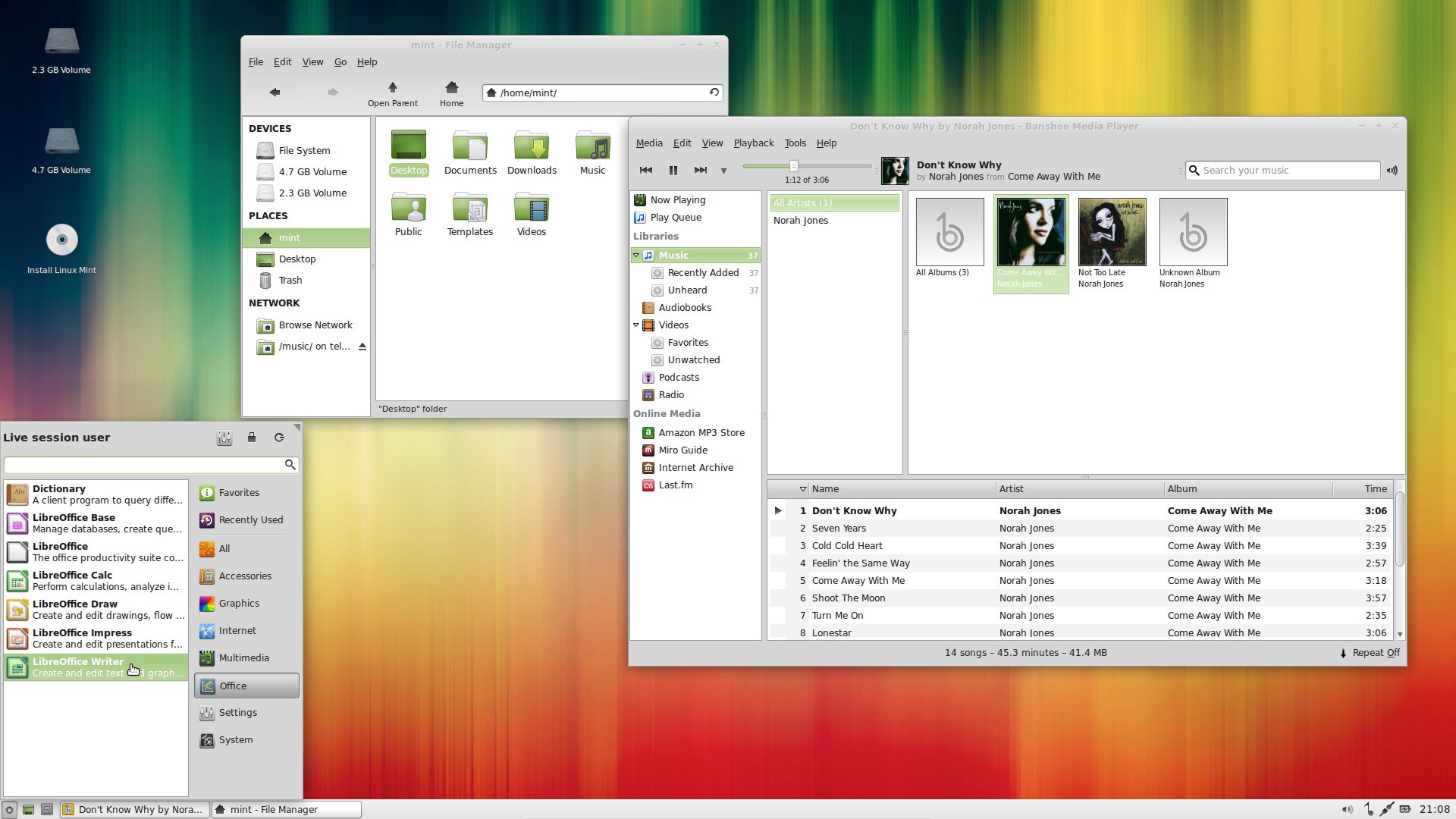 galleryimage:Linux Mintin XFCE-versiontyöpöytä.