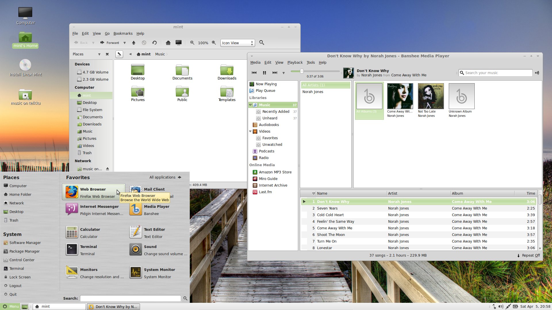 galleryimage:Linux Mintin MATE-versiontyöpöytä.
