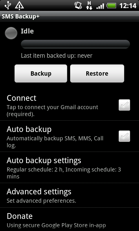 galleryimage:SMS Backup+ osaa varmuuskopioida ja palauttaatekstiviestit ja puheluhistorian sekä varmuuskopioidamultimediaviestit Android2.x-laitteista.